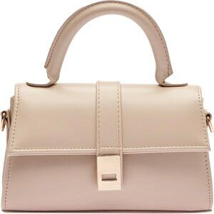 Women's Cream Small Faux Leather Mini Crossbody Elegant Design Shoulder Bag